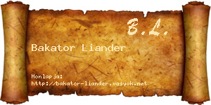 Bakator Liander névjegykártya